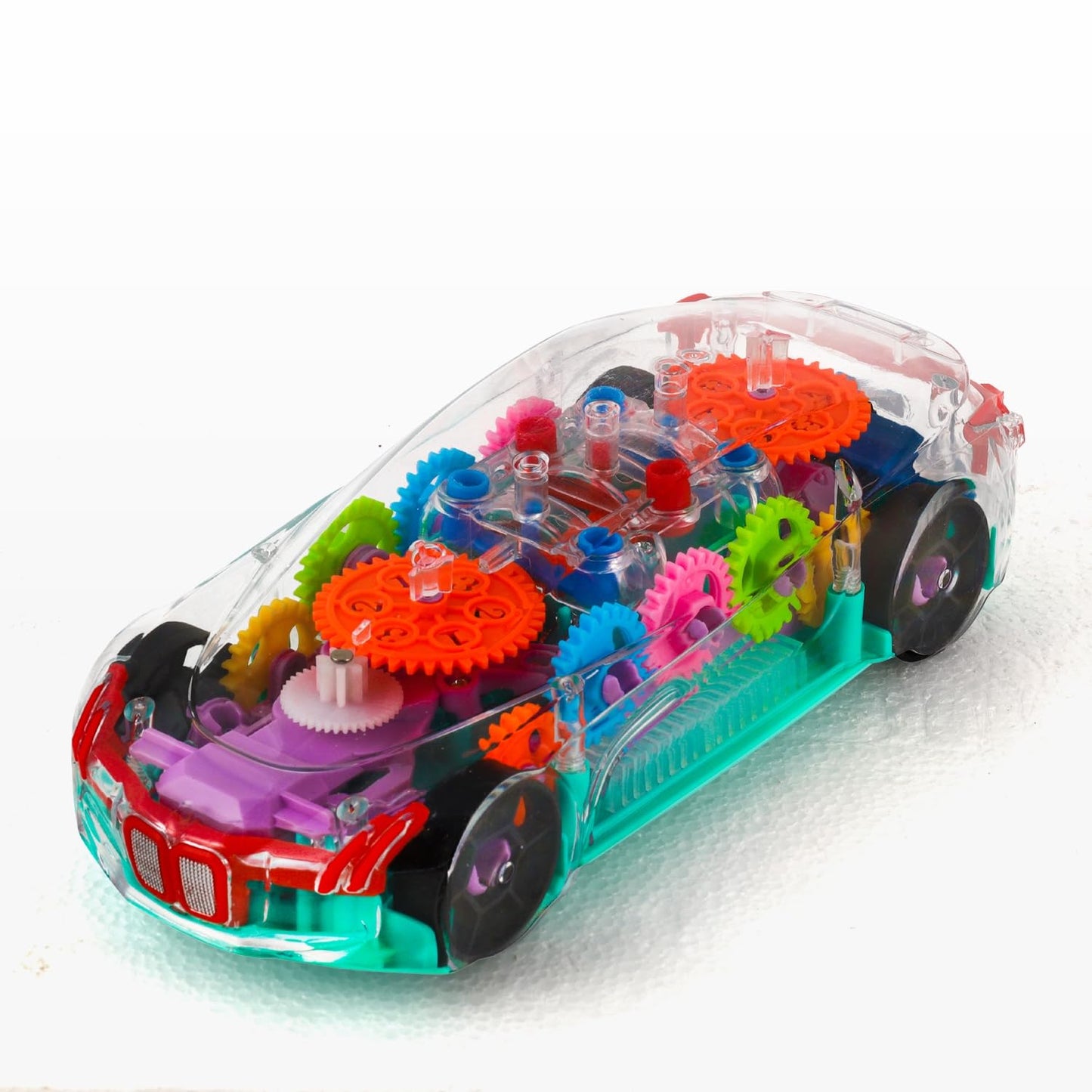 Transparent Gear LED Light Toy Car with Flashing Lights & Cool Design